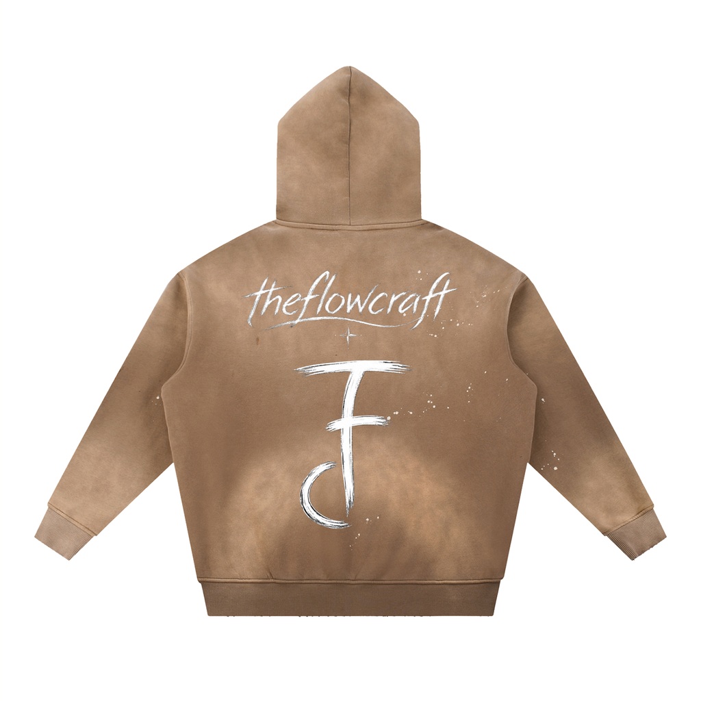 FlowCraft Washed Frayed Hoodie
