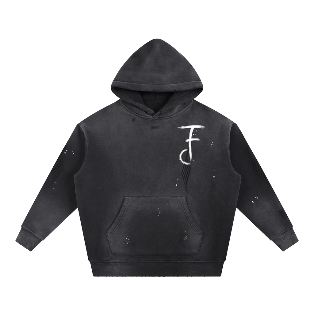 FlowCraft Washed Frayed Hoodie