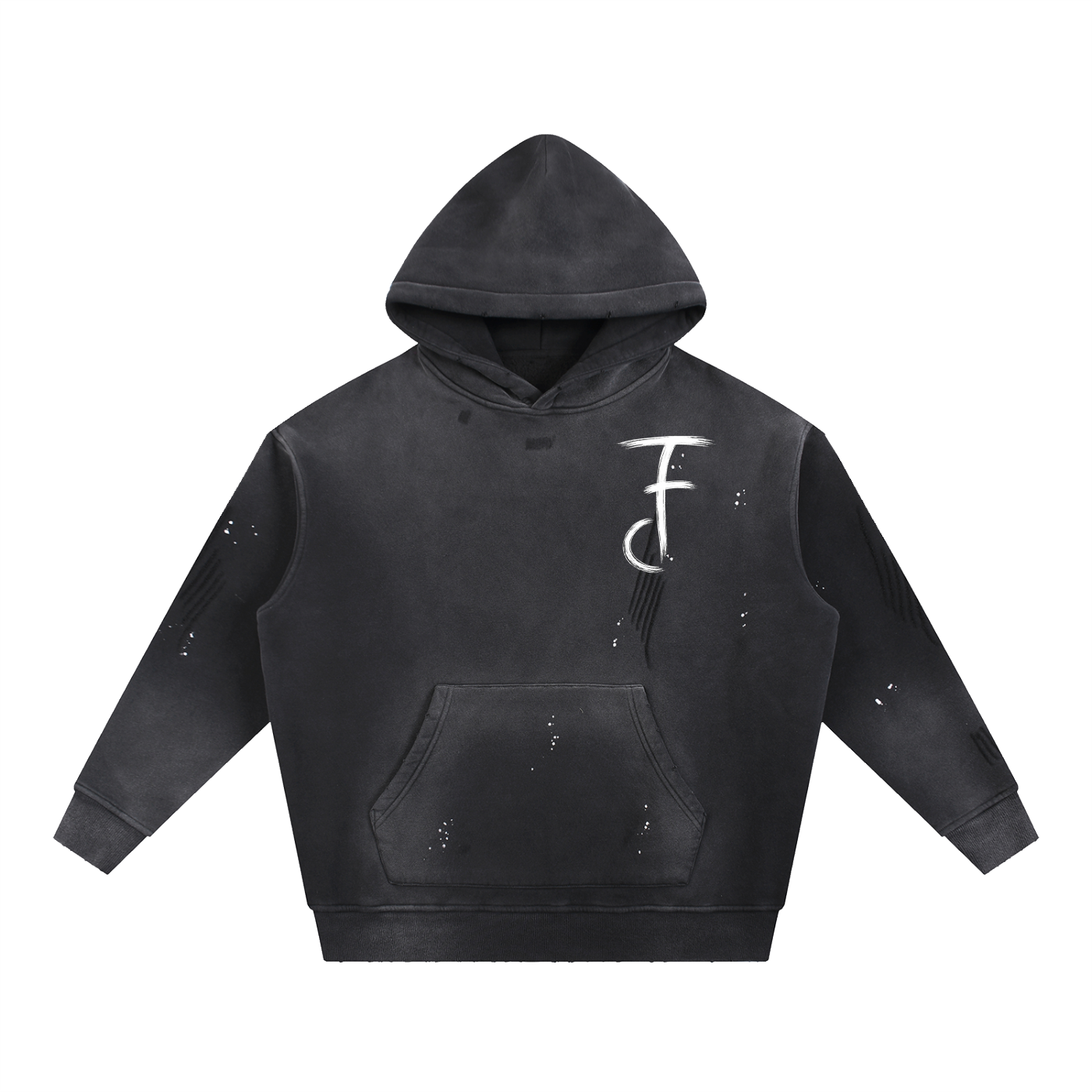 FlowCraft Washed Frayed Hoodie