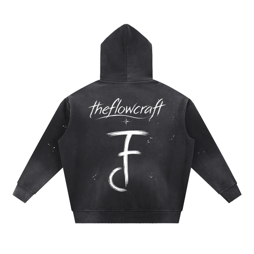 FlowCraft Washed Frayed Hoodie