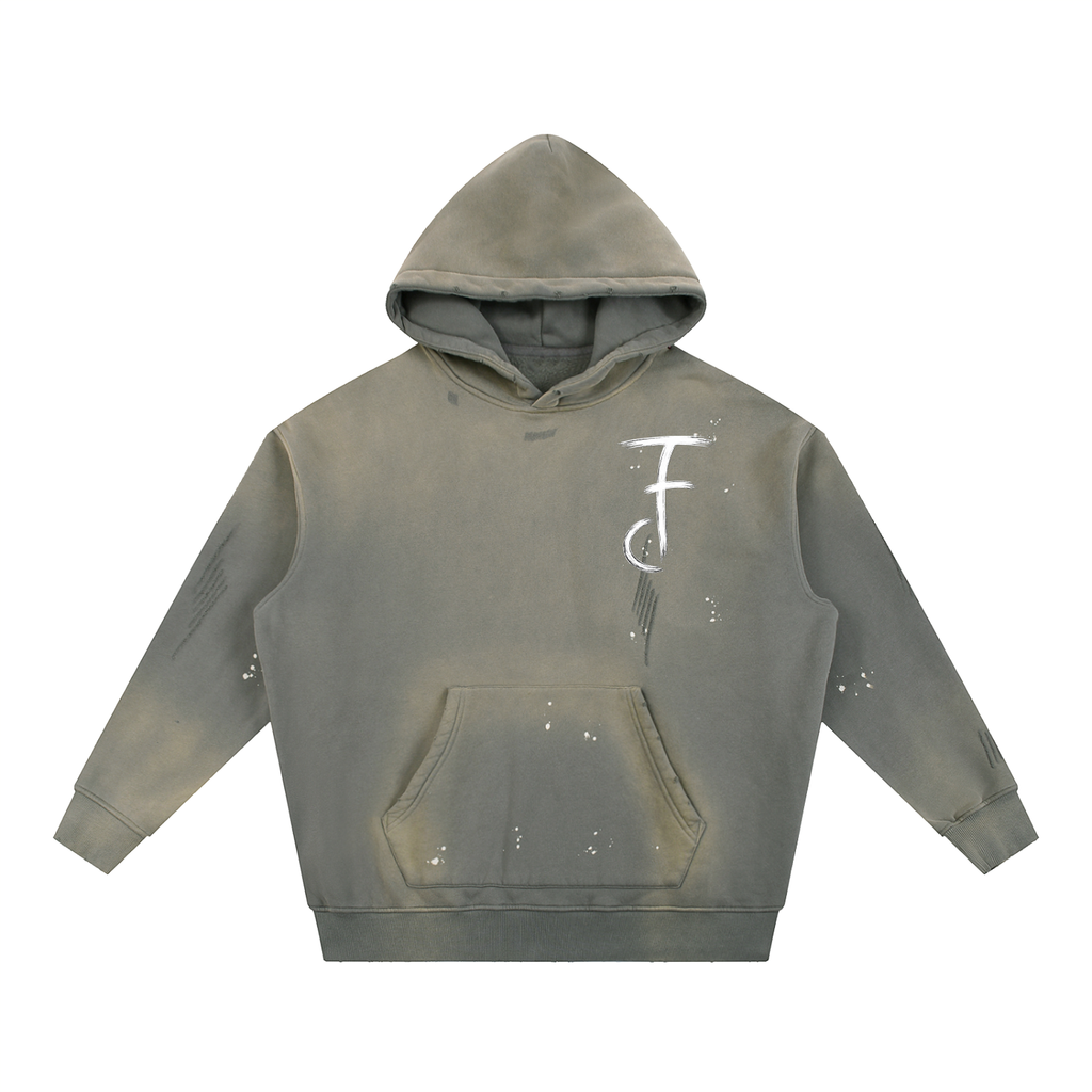 FlowCraft Washed Frayed Hoodie